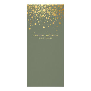 Faux Gold Foil Confetti Dots Taupe Green Business Rack Card