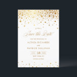 Faux Gold Foil Confetti Dots Wedding Save The Date<br><div class="desc">Add a touch of luxury and sparkle to your wedding announcement with this stunning Faux Gold Foil Confetti Save the Date Card. Featuring a beautiful confetti design with elegant faux gold foil accents. The delicate, flowing script perfectly complements the sparkling details, creating a timeless wedding announcement. Perfect for couples looking...</div>