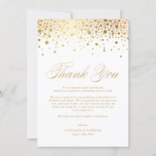Faux Gold Foil Confetti Dots White Wedding Thank You Card