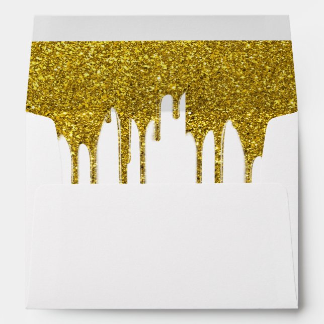 Faux Gold Foil Confetti Elegant Sparkles Envelope (Back (Bottom))