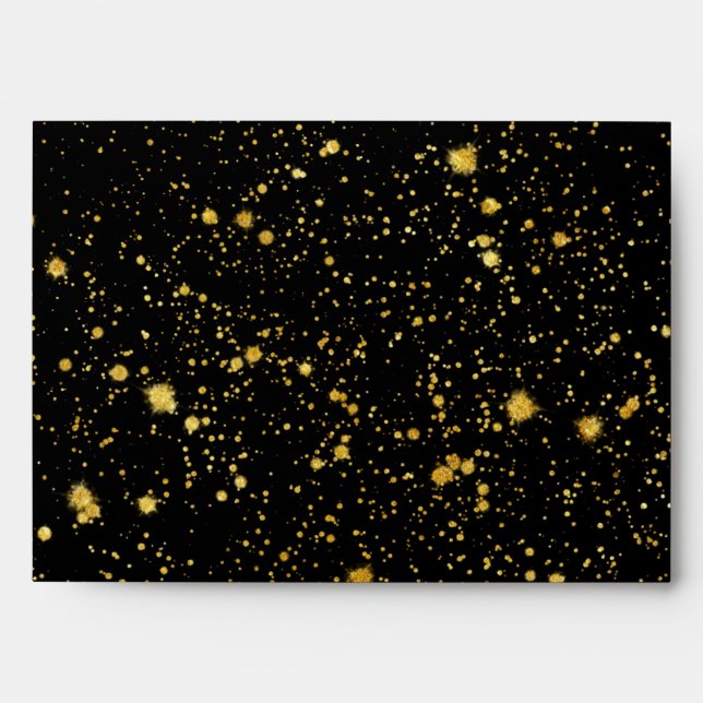 Faux Gold Foil Confetti Elegant Sparkles Envelope (Front)