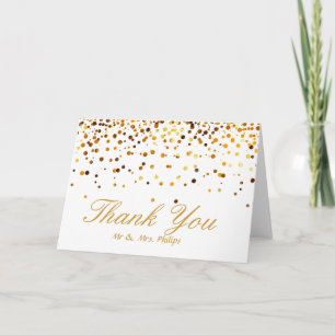 Faux Gold Foil Confetti Elegant Sparkles Thank You Card