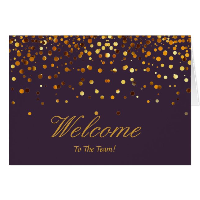 Faux Gold Foil Confetti Elegant Sparkles Welcome (Front Horizontal)
