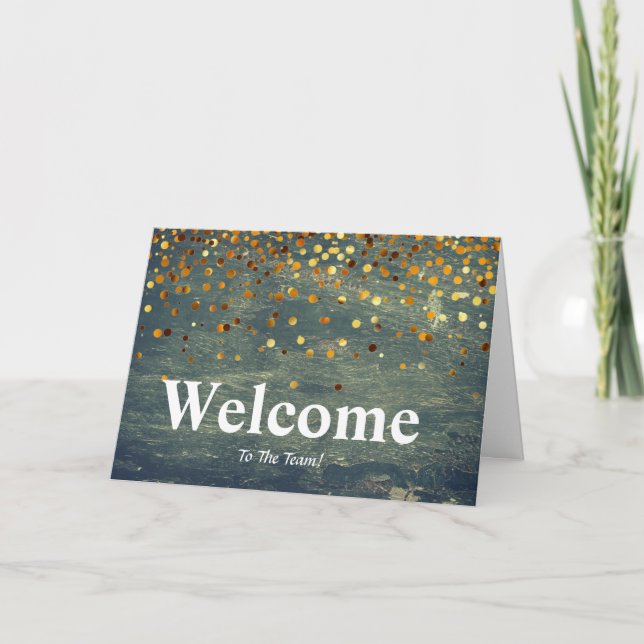 Faux Gold Foil Confetti Elegant Sparkles Welcome C Card (Front)