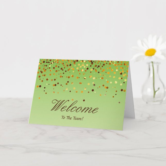 Faux Gold Foil Confetti Elegant Sparkles Welcome Card (Small Plant)