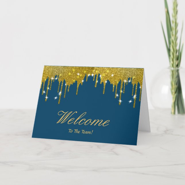 Faux Gold Foil Confetti Elegant Sparkles Welcome Card (Front)