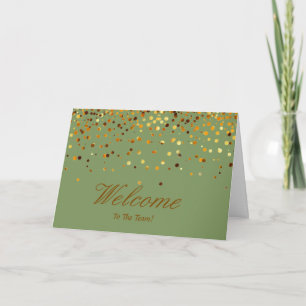 Faux Gold Foil Confetti Elegant Sparkles Welcome Card