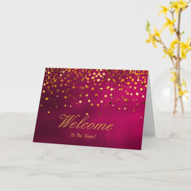 Faux Gold Foil Confetti Elegant Sparkles Welcome Card (Yellow Flower)