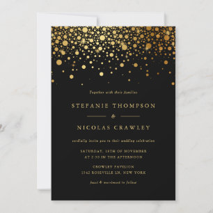Faux Gold Foil Confetti Elegant Wedding Invitation