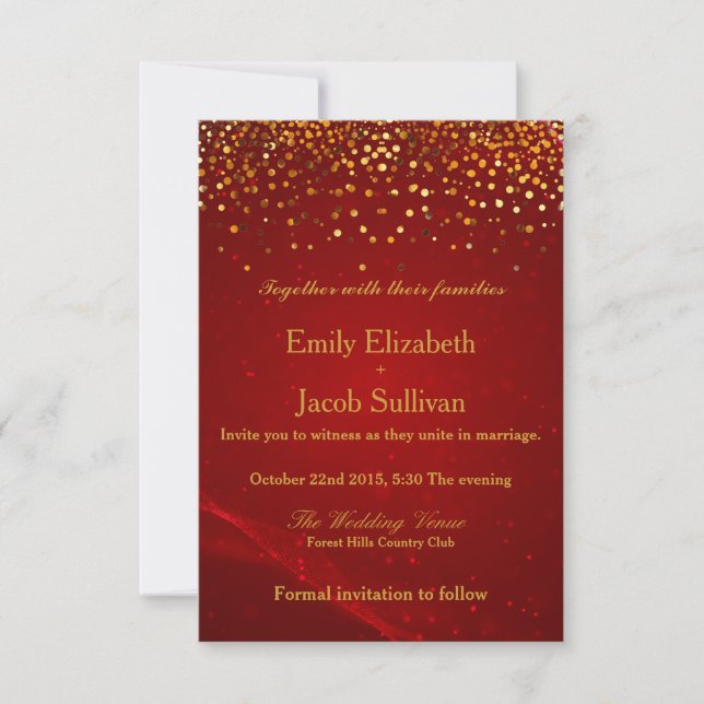 Faux Gold Foil Confetti Elegant Wedding Save The D Save The Date (Front)