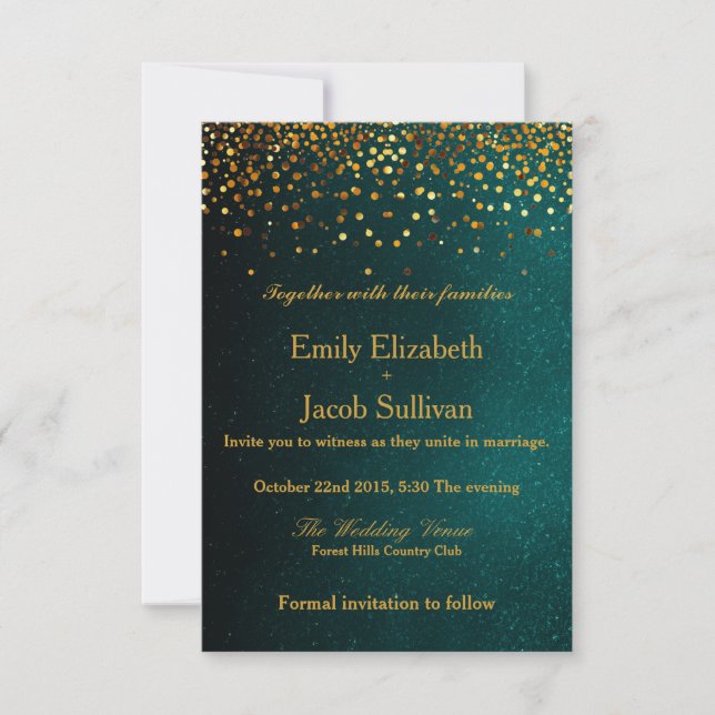 Faux Gold Foil Confetti Elegant Wedding Save The Date (Front)