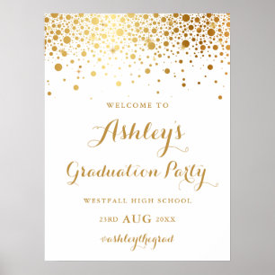Faux Gold Foil Confetti Graduation Party Poster