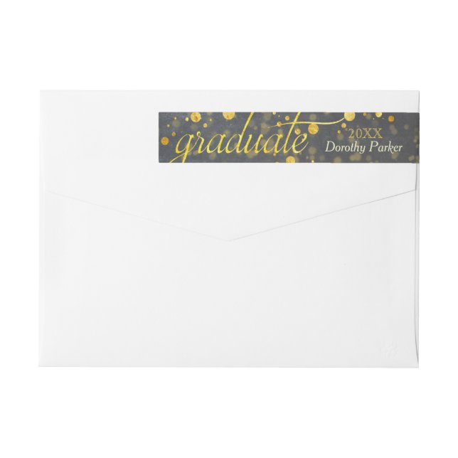 Faux Gold Foil Confetti Graduation Wrap Around Label (Back)