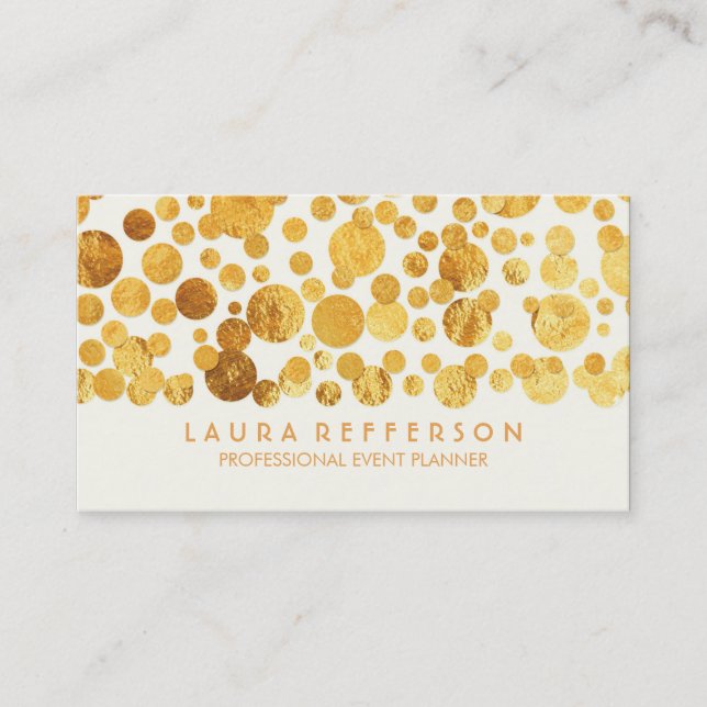 Faux Gold Foil Confetti Modern Business Card (Front)