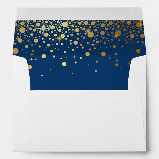 Faux Gold Foil Confetti | Navy II Envelope (Back (Bottom))