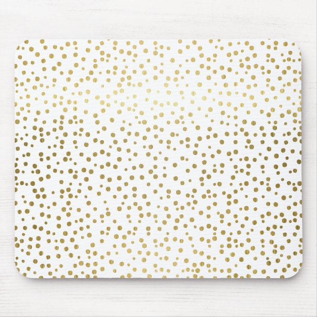 Faux Gold Foil Confetti Polka Dots Pattern Mouse Mat (Front)