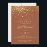 Faux Gold Foil Confetti Terracotta Bat Mitzvah Invitation<br><div class="desc">Invite family and friends to your daughter's Bat Mitzvah with this elegant gold and terracotta invitation. It features faux gold confetti dots and an elegant script. Personalise by adding name,  date,  time,  venue and other event details. Matching items are available.</div>