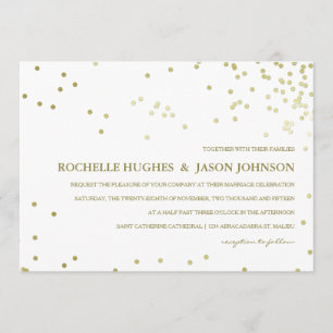 Faux Gold Foil Confetti Wedding Announcement