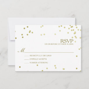 Faux Gold Foil Confetti Wedding RSVP Card