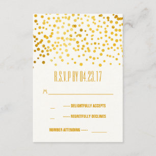 faux gold foil confetti wedding RSVP cards
