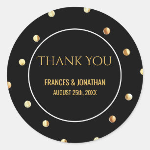 Faux Gold Foil Confetti Wedding Thank You Favour Classic Round Sticker