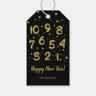 Faux Gold Foil Countdown Happy New Year Gift Tags