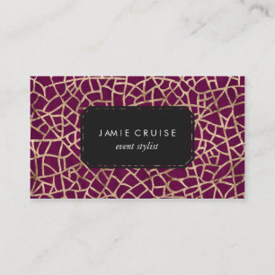 Faux Gold Foil Crackle and Purple Professional Business Card
