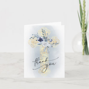 Faux gold foil Cross thank you card