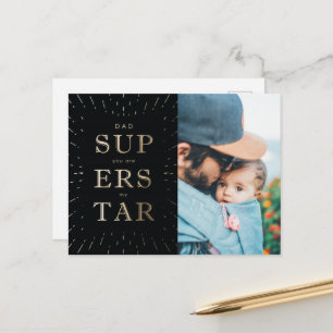 Faux Gold Foil Dad Is Superstar Father's Day Postcard