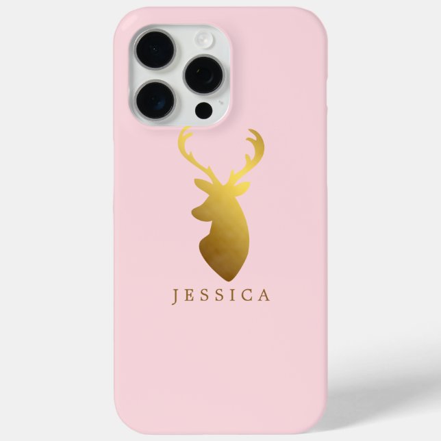 Faux Gold Foil Deer Head Personalised Case-Mate iPhone Case (Back)