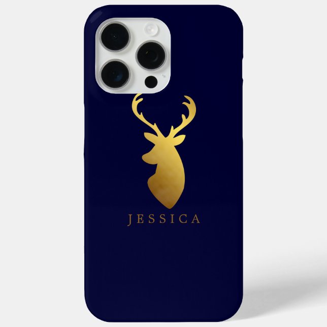 Faux Gold Foil Deer Head Personalised Case-Mate iPhone Case (Back)