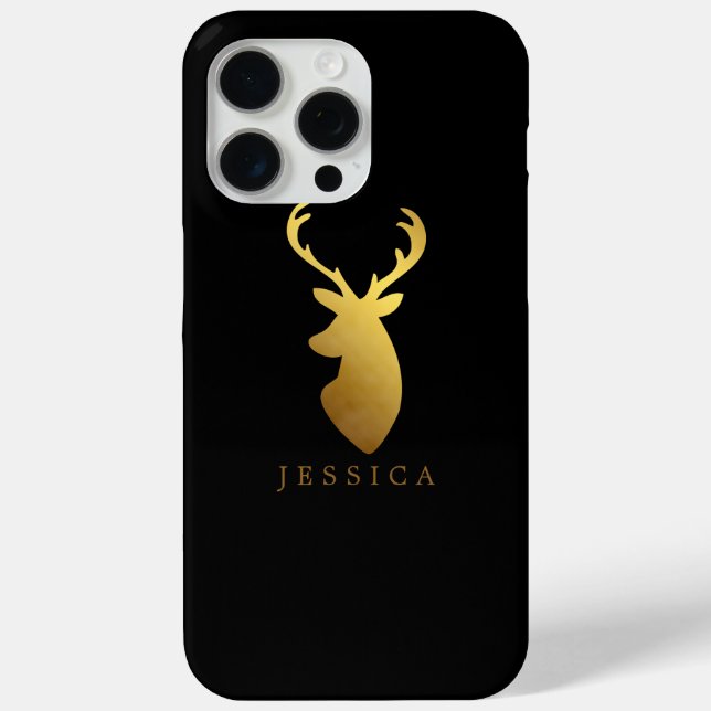 Faux Gold Foil Deer Head Personalised Case-Mate iPhone Case (Back)