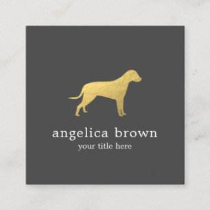 Faux Gold Foil Dog Image Square Business Card