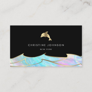 faux gold foil dolphin logo design business card