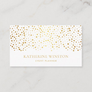 Faux Gold Foil Dots and Stars Chic Business Card