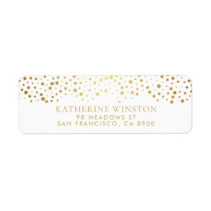 Faux Gold Foil Dots and Stars Return Address Label