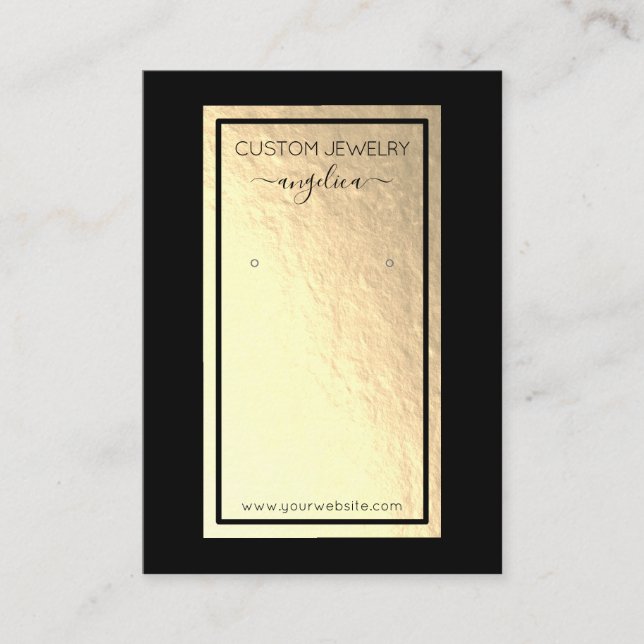 Faux Gold Foil Earring Display Business Card (Front)