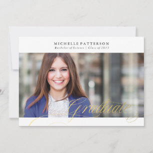 Faux Gold Foil Elegant Graduate Announcement