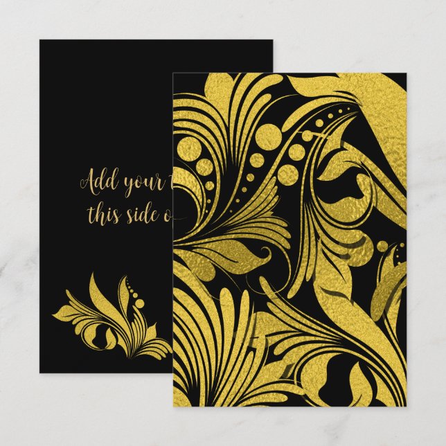 Faux Gold Foil Elegant Swashes (Front/Back)