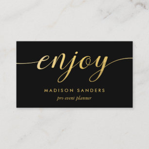 Faux Gold Foil Enjoy Typography Event Planner Business Card