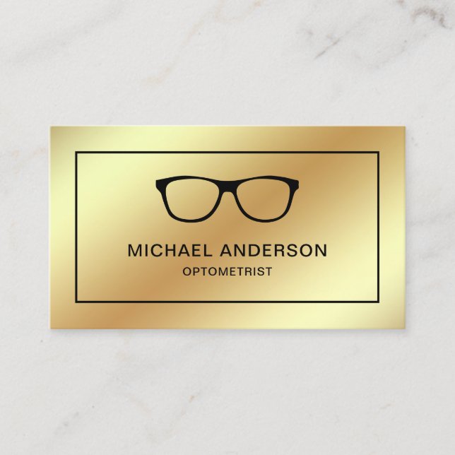 Faux Gold Foil Eyeglasses Eye Doctor Optometrist Business Card (Front)