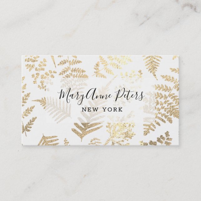 faux gold foil ferns pattern business card (Front)