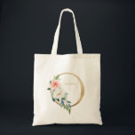 Faux Gold Foil Floral Letter O Monogram Bridesmaid Tote Bag<br><div class="desc">Feminine and elegant floral tote bag featuring watercolor illustrations of flowers,  greenery and faux foil monogram. Personalise by adding a name or short phrase. This letter O monogram floral canvas bag will be perfect as a personalised gift.</div>