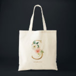 Faux Gold Foil Floral Letter S Monogram Bridesmaid Tote Bag<br><div class="desc">Feminine and elegant floral tote bag featuring watercolor illustrations of flowers,  greenery and faux foil monogram. Personalise by adding a name or short phrase. This letter S monogram floral canvas bag will be perfect as a personalised gift.</div>