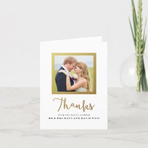 Faux Gold Foil Frame Wedding Thank You Card
