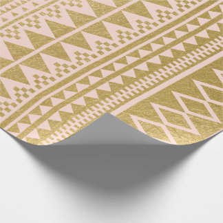 Faux Gold Foil Geometric Aztec Pattern Wrapping Paper