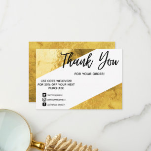 Faux Gold Foil Geometric Media Insert  Thank  Than Thank You Card
