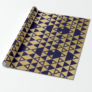 Faux Gold Foil Geometric Triangle Pattern Wrapping Paper
