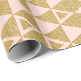 Faux Gold Foil Geometric Triangle Pattern Wrapping Paper