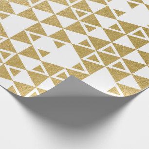 Faux Gold Foil Geometric Triangle Pattern Wrapping Paper
